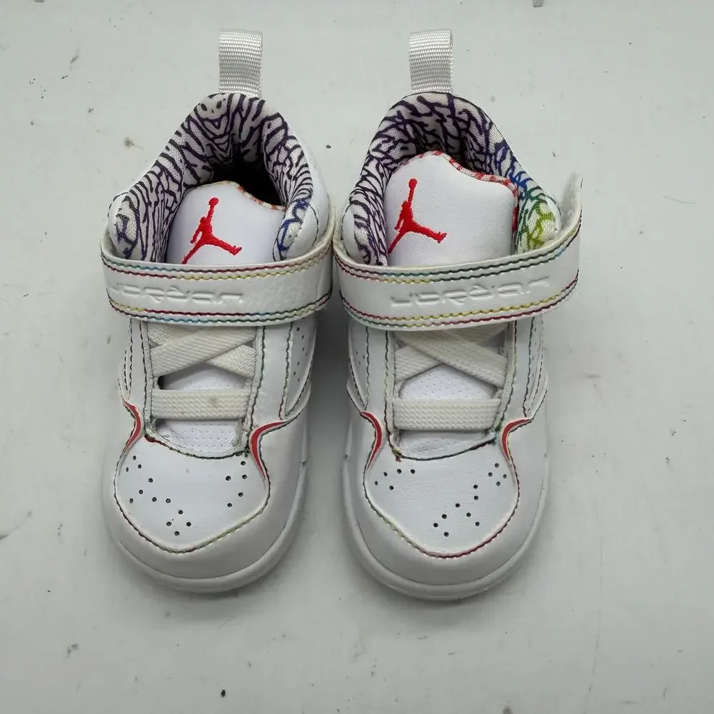 Nike Air Jordan Shoes Kids Baby Infant 5C Rainbow Strap White Sneaker